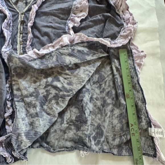 Oli & Hali Blue White Floral Ruffle trim button down xl - Picture 6 of 11